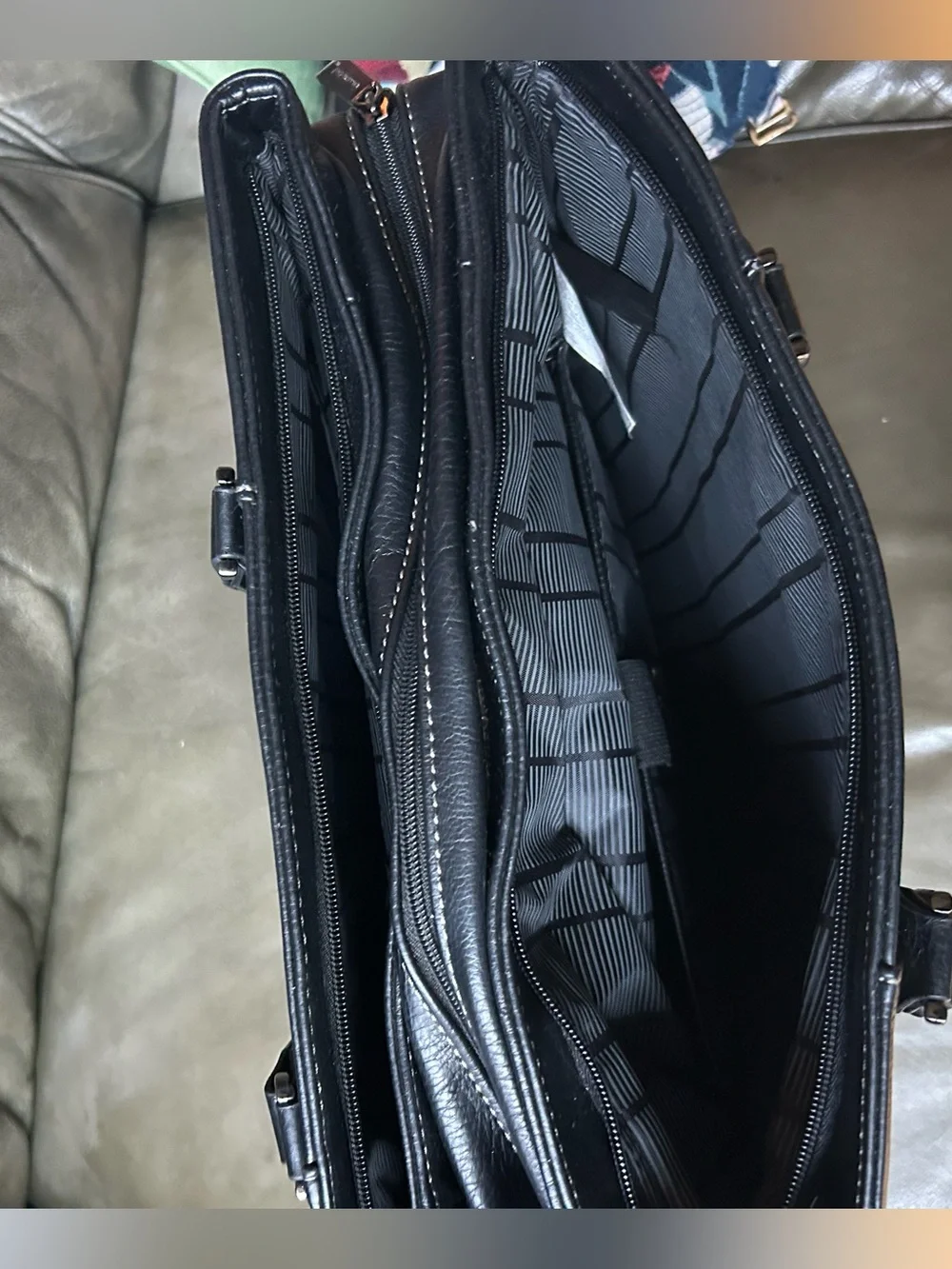 Kenneth Cole Reaction Black faux Leather Laptop Tote Bag
